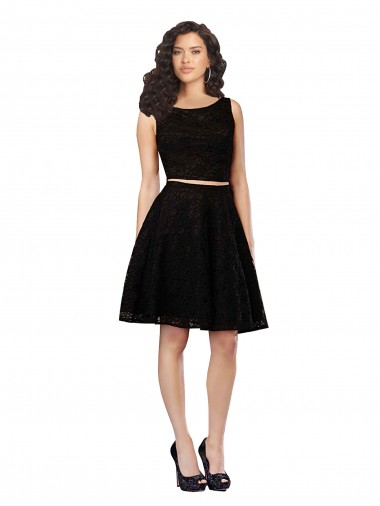 Jewel Neck Lace Sleeveless Black Bridesmaid Dress Edinburgh