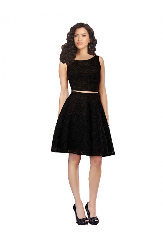 Jewel Neck Lace Sleeveless Black Bridesmaid Dress Edinburgh