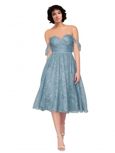 Off the Shoulder Lace Sleeveless Keyhole Back Bridesmaid Dress Edinburgh