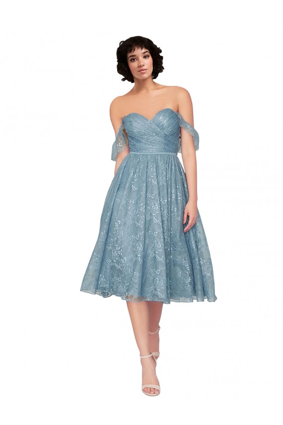 Off the Shoulder Lace Sleeveless Keyhole Back Bridesmaid Dress Edinburgh