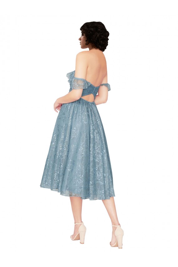 Off the Shoulder Lace Sleeveless Keyhole Back Bridesmaid Dress Edinburgh