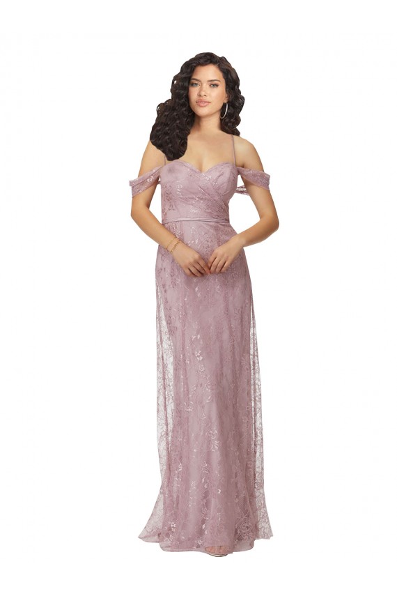 Off the Shoulder Lace Sleeveless Criss Cross Back Bridesmaid Dress Edinburgh