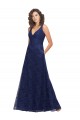 V-Neck Lace Sleeveless Low Back Dark Navy Bridesmaid Dress Edinburgh