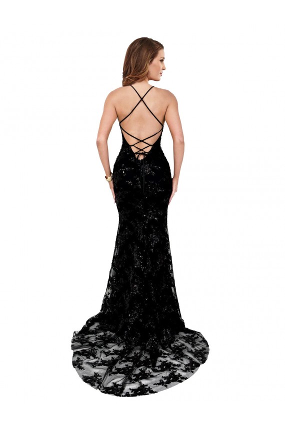 High Neck Lace Sleeveless Open Back Black Black Tie Evening Gown / Prom Dress / Bridesmaid Dress Edinburgh