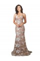 V-Neck Lace Sleeveless Open Back Champagne Wedding Dress Edinburgh