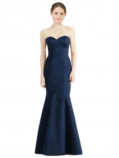 Sweetheart Satin Sleeveless Long Floor Length Dark Navy Bridesmaid Dress Edinburgh