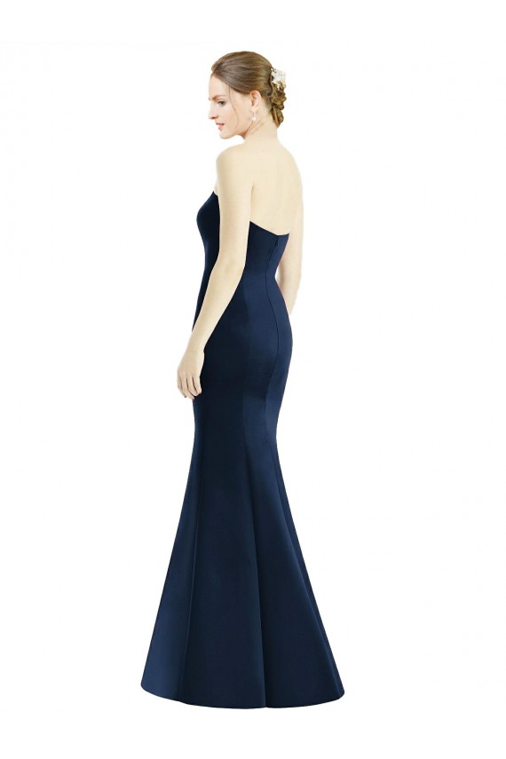 Sweetheart Satin Sleeveless Long Floor Length Dark Navy Bridesmaid Dress Edinburgh