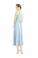 V-Neck Satin Sleeveless Light Sky Blue Bridesmaid Dress Edinburgh
