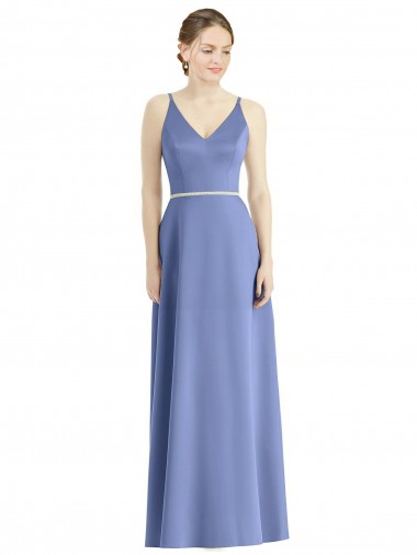 Spaghetti Straps Satin Sleeveless Periwinkle Bridesmaid Dress Edinburgh