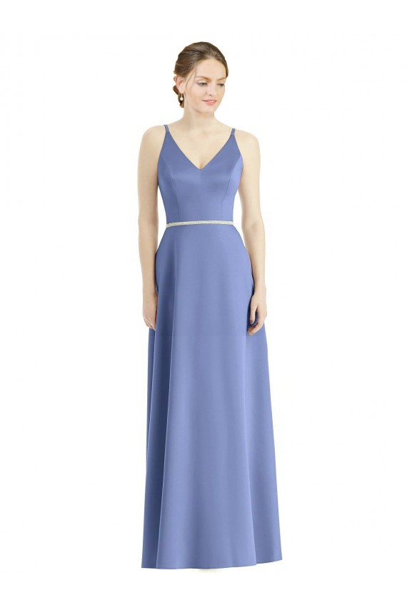 Spaghetti Straps Satin Sleeveless Periwinkle Bridesmaid Dress Edinburgh