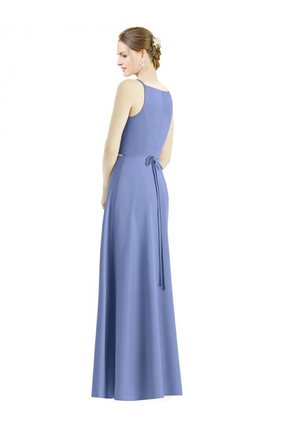 Spaghetti Straps Satin Sleeveless Periwinkle Bridesmaid Dress Edinburgh