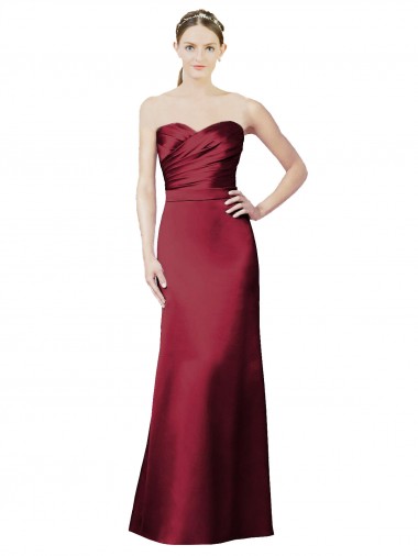 Sweetheart Satin Sleeveless Burgundy Bridesmaid Dress / Evening Dress Edinburgh