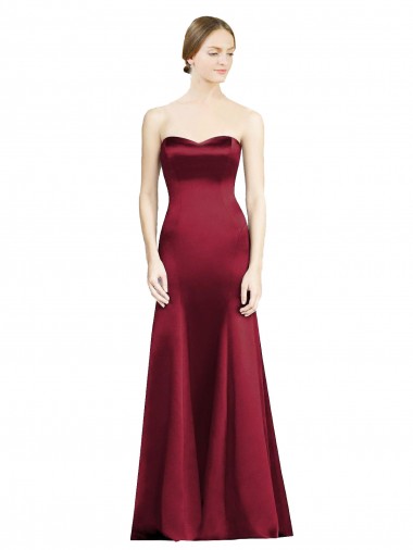 Sweetheart Satin Sleeveless Burgundy Bridesmaid Dress Edinburgh