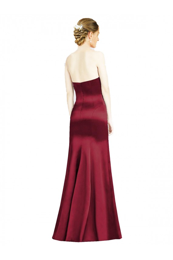 Sweetheart Satin Sleeveless Burgundy Bridesmaid Dress Edinburgh