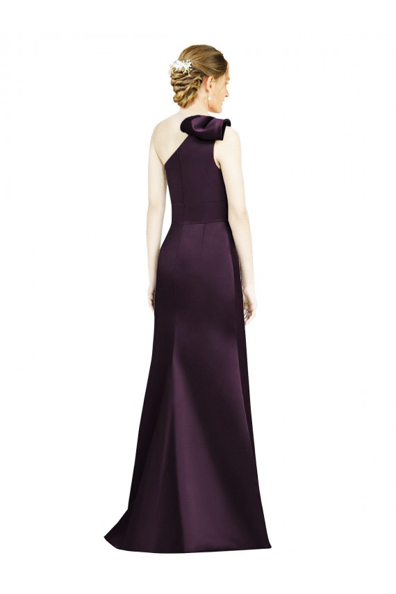 One Shoulder Satin Sleeveless Grape Bridesmaid Dress Edinburgh