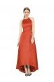 Halter Neck Satin Sleeveless Spice Red High Low Bridesmaid Dress Edinburgh