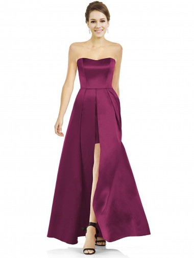 Strapless Satin Sleeveless Merlot Bridesmaid Dress Edinburgh