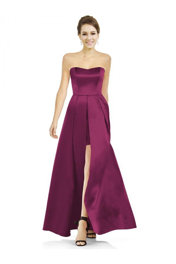 Strapless Satin Sleeveless Merlot Bridesmaid Dress Edinburgh