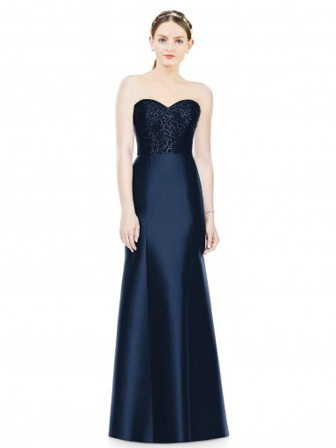 Sweetheart Satin Sleeveless Dark Navy Evening Dress / Bridesmaid Dress Edinburgh