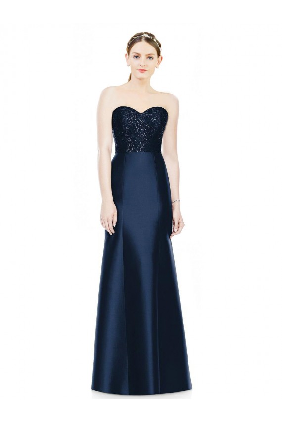 Sweetheart Satin Sleeveless Dark Navy Evening Dress / Bridesmaid Dress Edinburgh