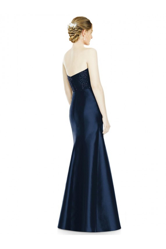 Sweetheart Satin Sleeveless Dark Navy Evening Dress / Bridesmaid Dress Edinburgh