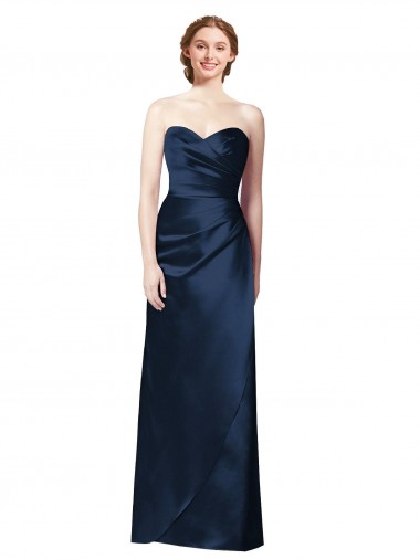 Sweetheart Satin Sleeveless Dark Navy Bridesmaid Dress Edinburgh