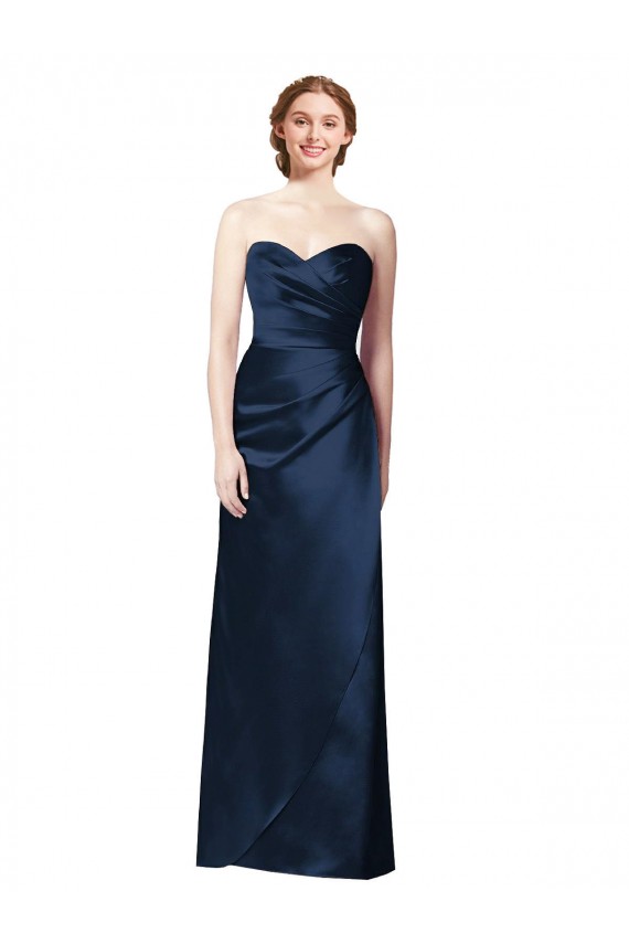Sweetheart Satin Sleeveless Dark Navy Bridesmaid Dress Edinburgh