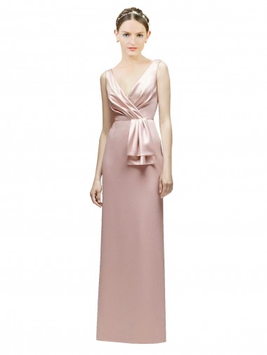 V-Neck Satin Sleeveless V-Back Pink Bridesmaid Dress Edinburgh