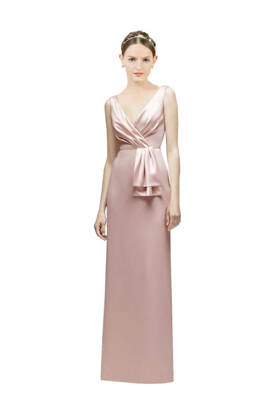 V-Neck Satin Sleeveless V-Back Pink Bridesmaid Dress Edinburgh