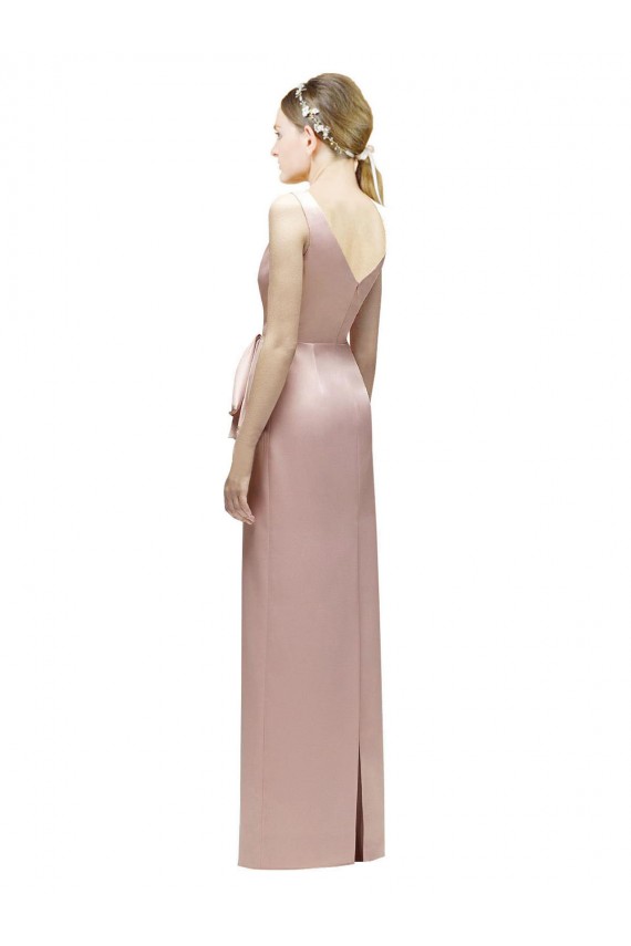 V-Neck Satin Sleeveless V-Back Pink Bridesmaid Dress Edinburgh