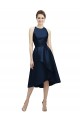 Halter Neck Satin Sleeveless Dark Navy High Low Bridesmaid Dress Edinburgh