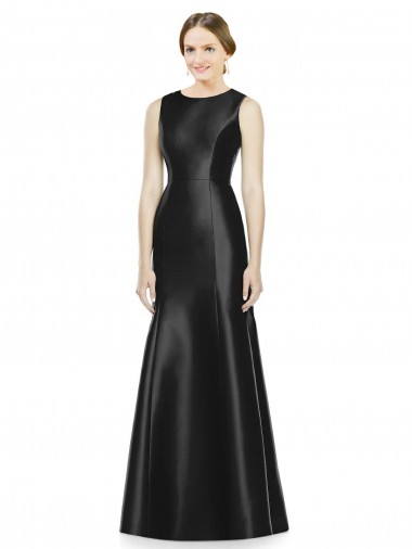High Neck Satin Sleeveless Keyhole Back Black Bridesmaid Dress Edinburgh
