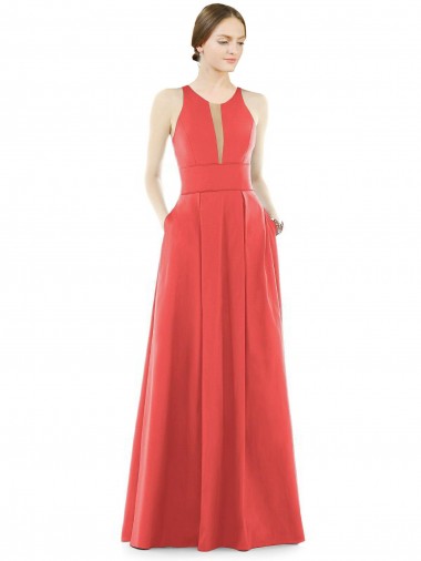 Jewel Neck Satin Sleeveless Firecracker Bridesmaid Dress Edinburgh