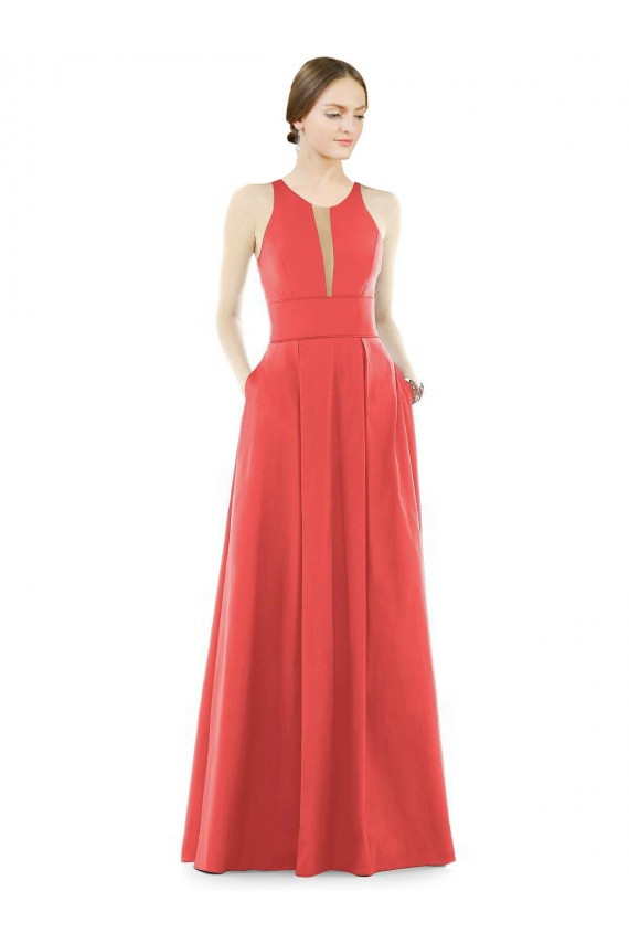 Jewel Neck Satin Sleeveless Firecracker Bridesmaid Dress Edinburgh