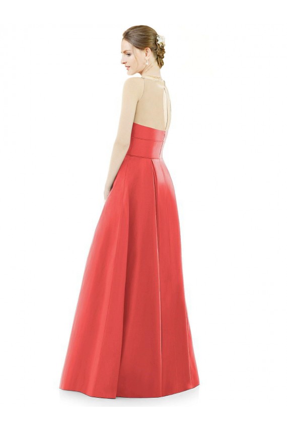 Jewel Neck Satin Sleeveless Firecracker Bridesmaid Dress Edinburgh