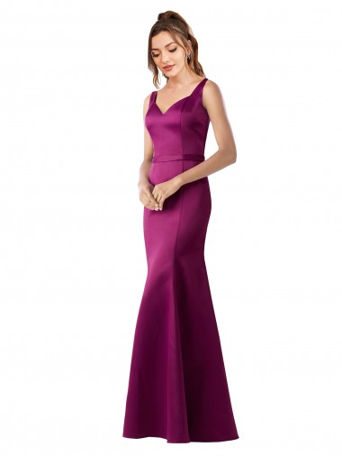 Bateau Neck Satin Sleeveless Open Back Merlot Black Tie Evening Gown / Prom Dress / Bridesmaid Dress Edinburgh