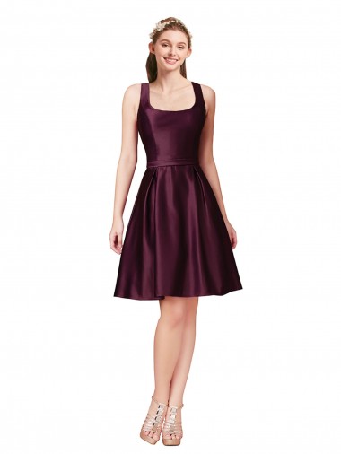 Bateau Neck Satin Sleeveless V-Back Prom Dress / Bridesmaid Dress Edinburgh
