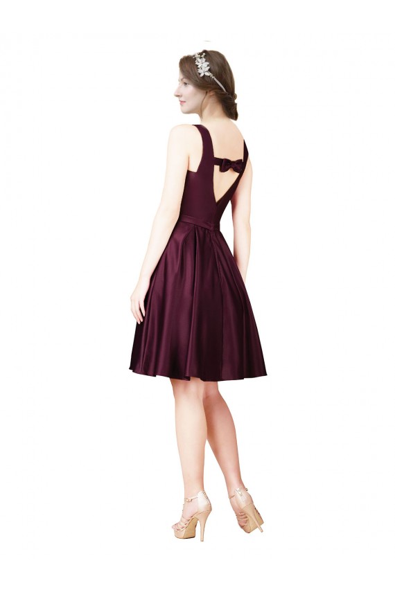 Bateau Neck Satin Sleeveless V-Back Prom Dress / Bridesmaid Dress Edinburgh