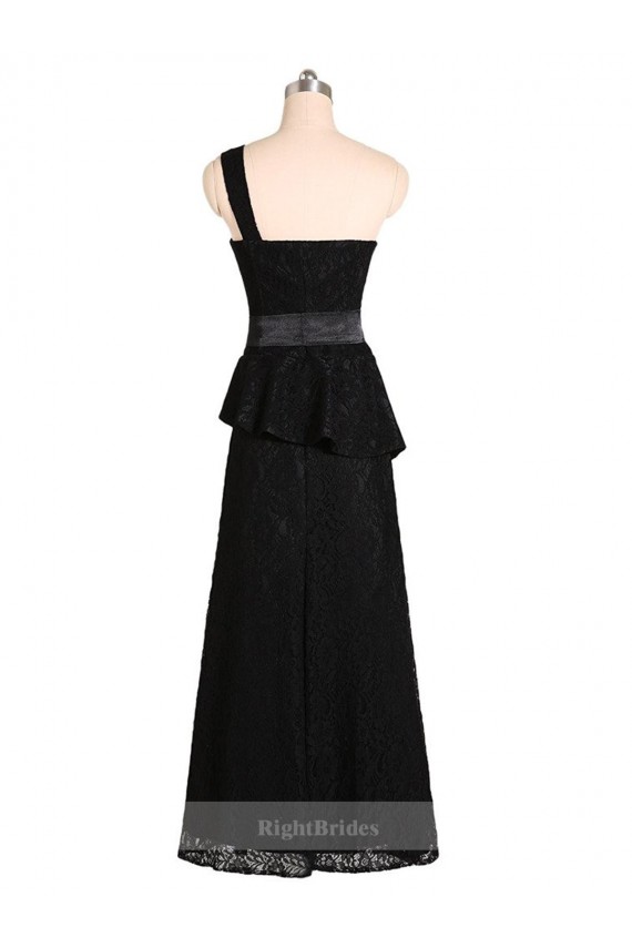 One Shoulder Satin Sleeveless Long Black Bridesmaid Dress Edinburgh