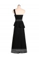 One Shoulder Satin Sleeveless Long Black Bridesmaid Dress Edinburgh