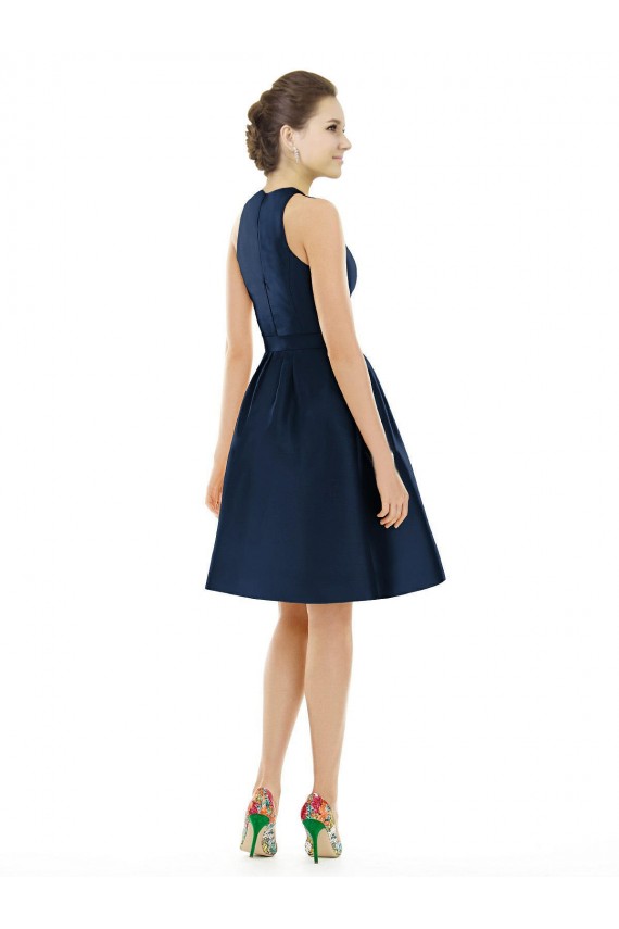 Halter Neck Satin Sleeveless Dark Navy Bridesmaid Dress Edinburgh