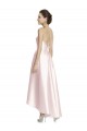 Spaghetti Straps Satin Sleeveless Criss Cross Open Back Pink High Low Bridesmaid Dress Edinburgh