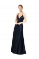 Spaghetti Straps Satin Sleeveless Dark Navy Prom Dress / Bridal Party Dress Edinburgh