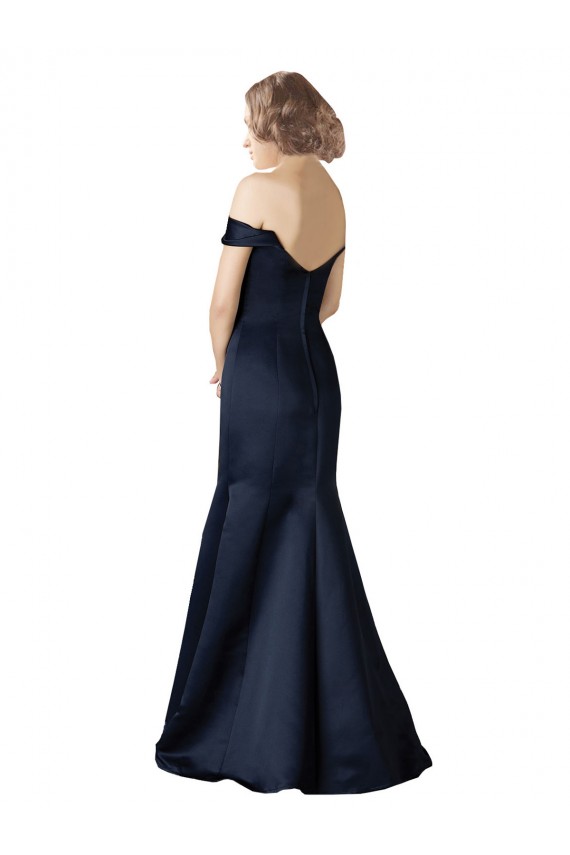 Off the Shoulder Satin Cap Sleeves Dark Navy Prom Dress / Bridesmaid Dress Edinburgh