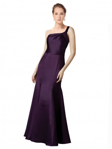 One Shoulder Satin Sleeveless Grape Prom Dress / Bridesmaid Dress Edinburgh