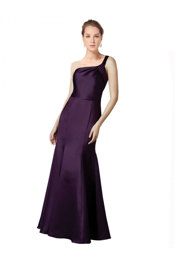 One Shoulder Satin Sleeveless Grape Prom Dress / Bridesmaid Dress Edinburgh