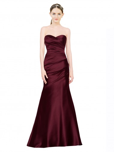 Sweetheart Satin Sleeveless Low Back Burgundy Formal Evening Gown / Prom Dress / Bridesmaid Dress Edinburgh