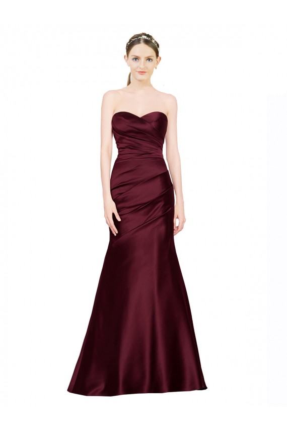Sweetheart Satin Sleeveless Low Back Burgundy Formal Evening Gown / Prom Dress / Bridesmaid Dress Edinburgh