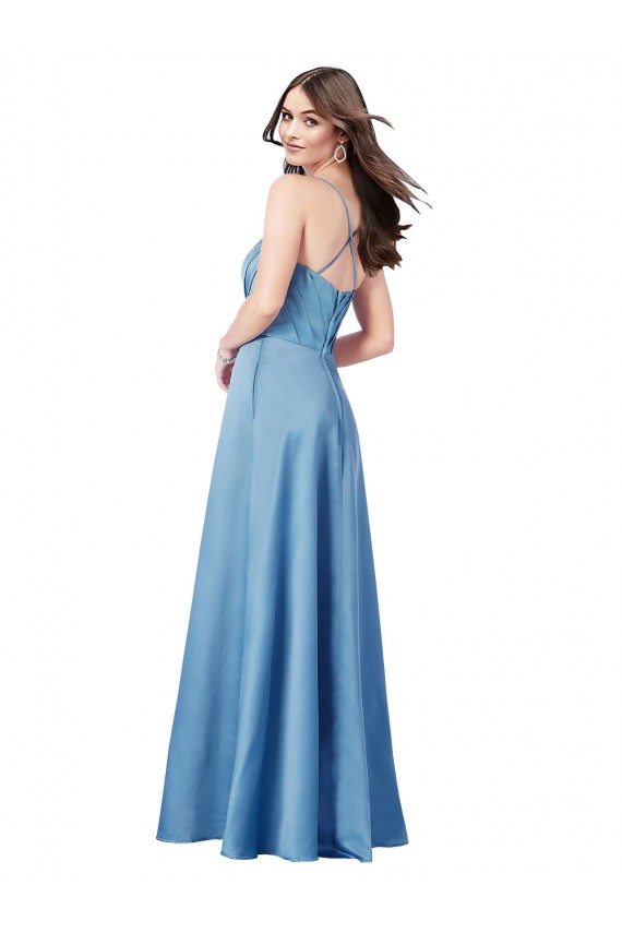Spaghetti Straps Satin Sleeveless Criss Cross Back Sky Blue Formal Evening Gown / Prom Dress / Bridesmaid Dress Edinburgh