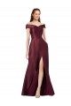 Off the Shoulder Satin Cap Sleeves Burgundy Gold Black Tie Evening Gown / Prom Dress / Bridesmaid Dress Edinburgh